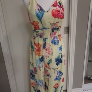 ASOS yellow floral print romper paper bag waist